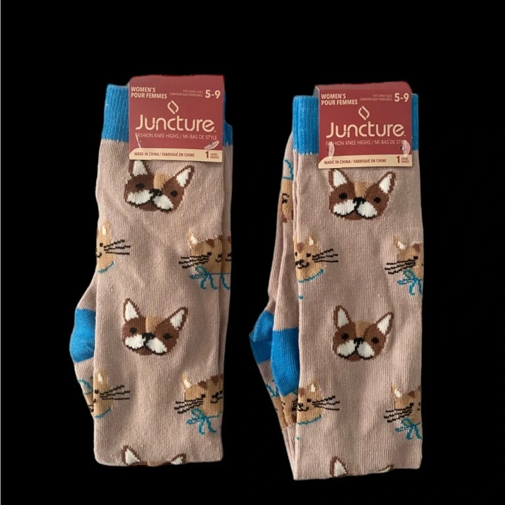 2-‎ Dog/Cat Fashion Knee High Women’s Socks
